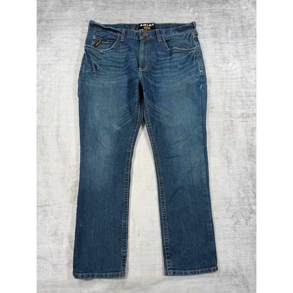 Ariat Jeans Mens 38x30 Blue Rebar M4 Low Rise Boot Cut Workwear Denim 10016220